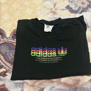 Adidas Black Tee with Multicolor Logo